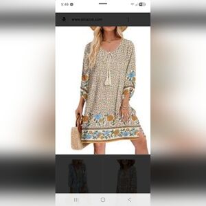 HALIFE Boho Cottagecore Multicolored Floral S Sleeve Rayon Dress. Ladies 2XL